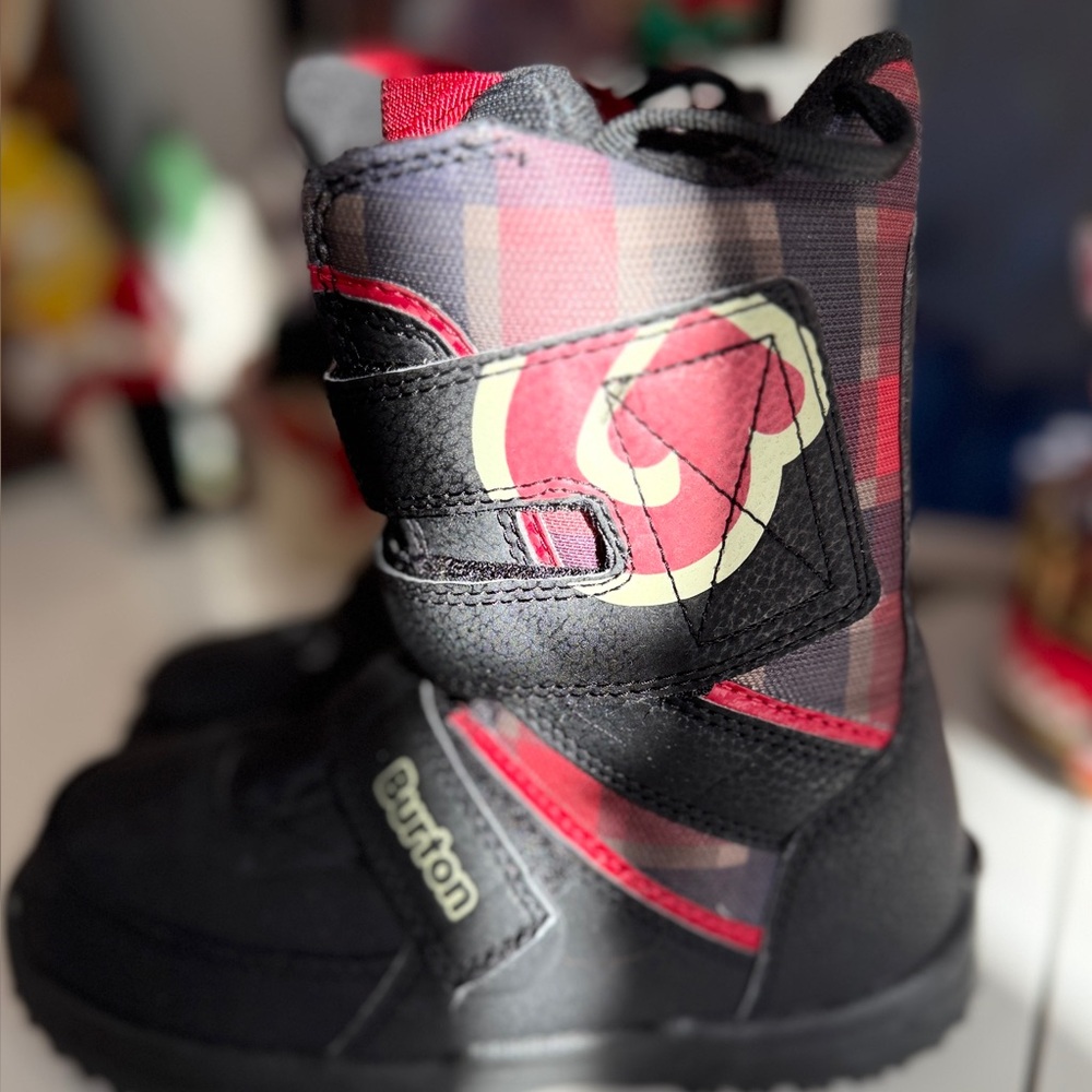Burton Kids Checkered Snow Boots - Black and Red